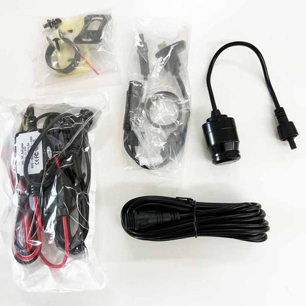 S-102専用 前後撮影機能拡張キット（専用車載電源ケーブル、防水セカンドカメラ、ハンドルアダプタ同梱）